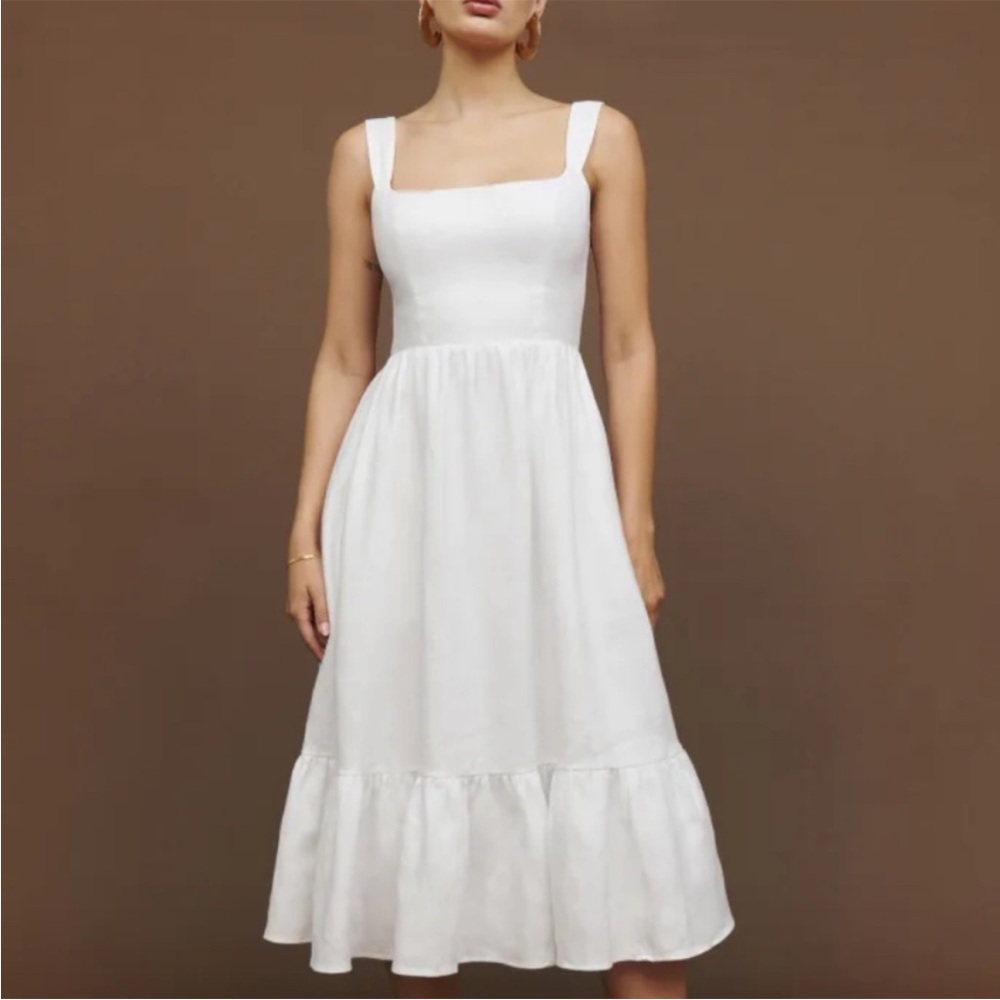 Reformation Bucatini Midi Linen Dress - White